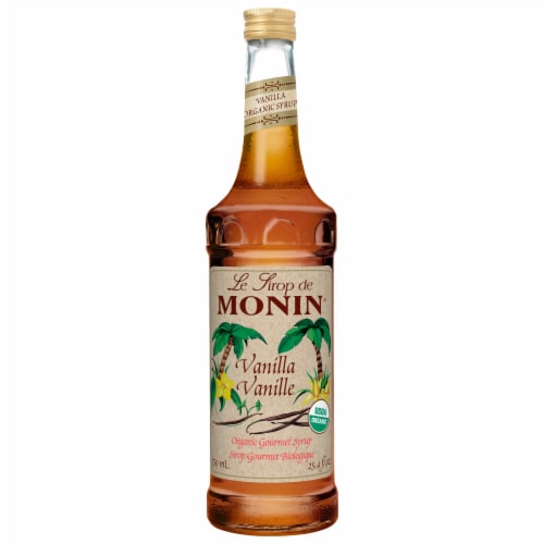Monin Organic Vanilla Flavor Syrup, 750 Milliliter -- 6 per case. Perspective: front