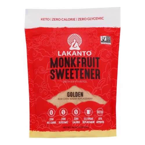 Lakanto - Monkfruit Sweetener - Golden - Case of 8 - 16 oz. Perspective: front