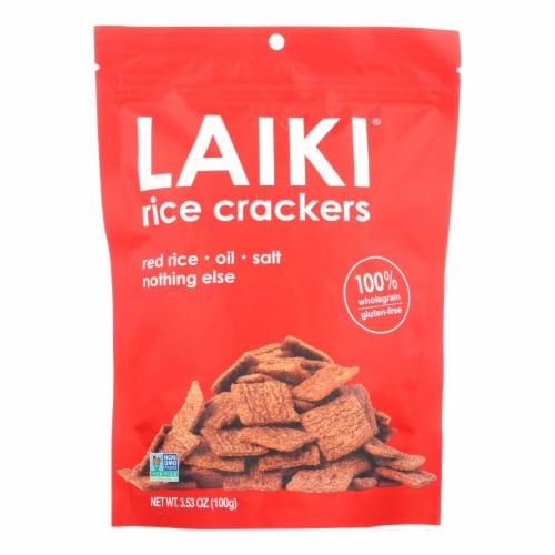 Laiki Red Rice Crackers - Case of 8 - 3.5 oz. Perspective: front