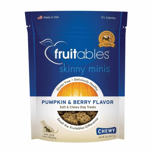 Fruitables Skinny Minis Dog Treats - Pumpkin & Berry Flavor - Case of 8 - 7 oz Perspective: front