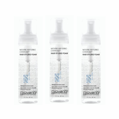 GIOVANNI Mousse Air-Turbo Charged Hair Styling Foam, 7 oz. Lightweight for Curls (3 Pack) Perspective: front