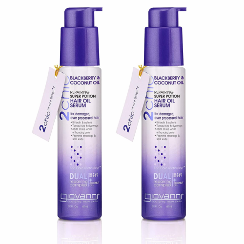 GIOVANNI Repairing Super Potion Hair Serum Oil 2.75oz., Blackberry & Coconut (2 Pack) Perspective: front