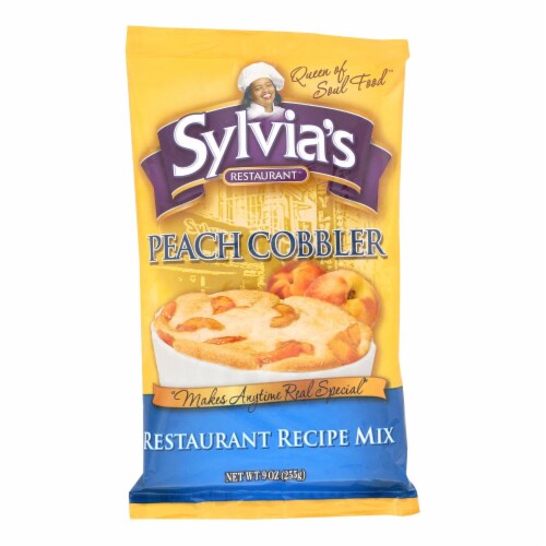 Sylvia's Peach Cobbler Mix - Case of 9 - 9 oz. Perspective: front