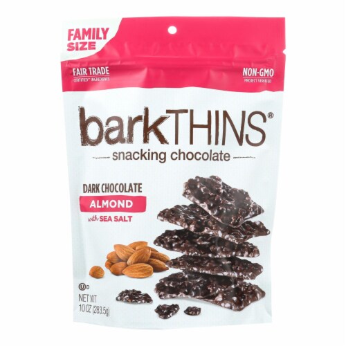 Bark Thins Snacking Dark Chocolate - Almond with Sea Salt - Case of 9 - 10 oz. Perspective: front