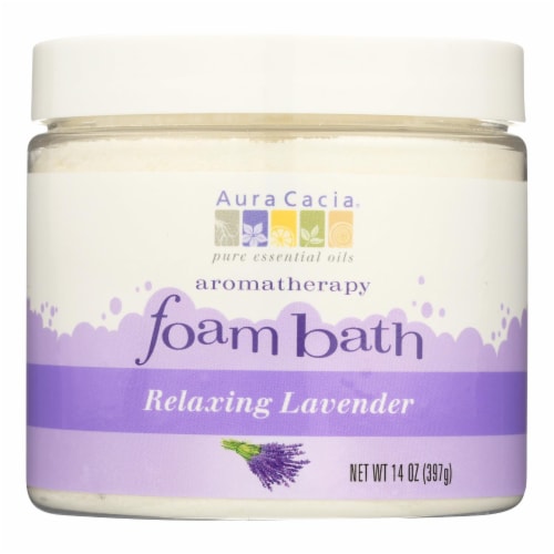 Aura Cacia Relaxing Lavender, Aromatherapy Foam Bath, 14 oz jar Perspective: front