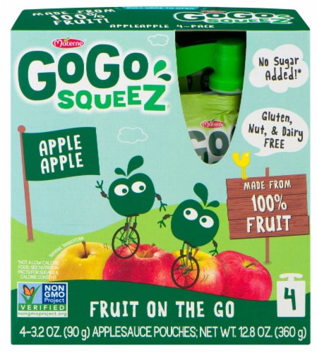 GoGo Squeez Apple Apple On The Go Applesauce Pouches Perspective: front