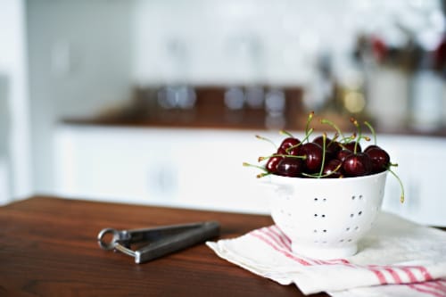 Fresh Red Cherries in bag Perspective: left