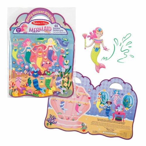 Melissa & Doug® Puffy Sticker Play Set Mermaid Reusable Stickers Perspective: left