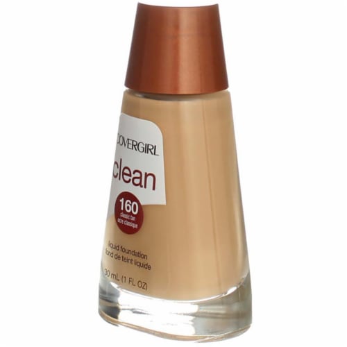 CoverGirl Clean 160 Classic Tan Normal Skin Liquid Foundation Perspective: left