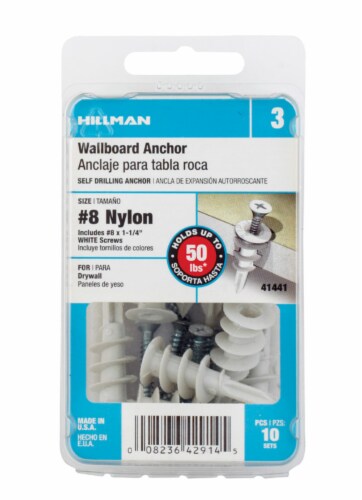 Hillman #8 Nylon Wallboard Anchors Perspective: left