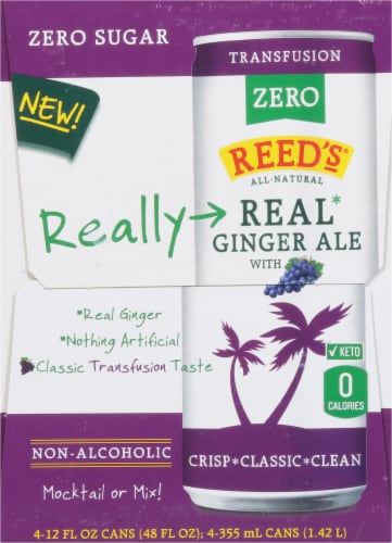 Reed’s Real Ginger Ale with Grapes Non-Alcoholic Mocktail or Mix Perspective: left