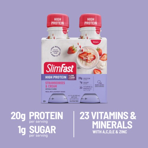 SlimFast Advanced Nutrition Strawberries & Cream Meal Replacement Shakes Perspective: left