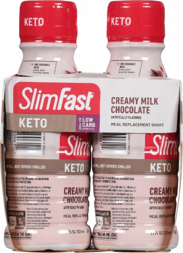 SlimFast® Keto Ready to Drink Creamy Milk Chocolate Meal Replacement Shakes Perspective: left