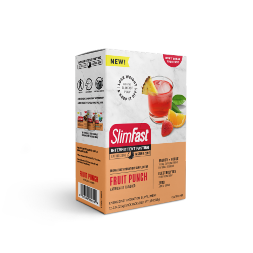 SlimFast® Intermittent Fasting Fruit Punch Hydration Stick Pack Perspective: left