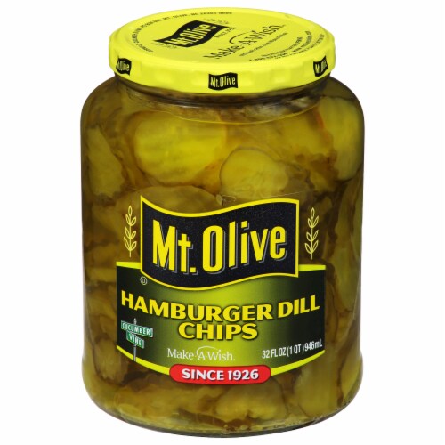 Mt Olive Hamburger Dill Pickle Chips Perspective: left