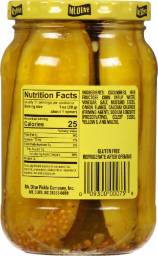 Mt Olive Sweet Bread & Butter Pickle Spears Perspective: left