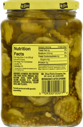 Mt Olive Sweet Bread & Butter Pickle Chips Perspective: left