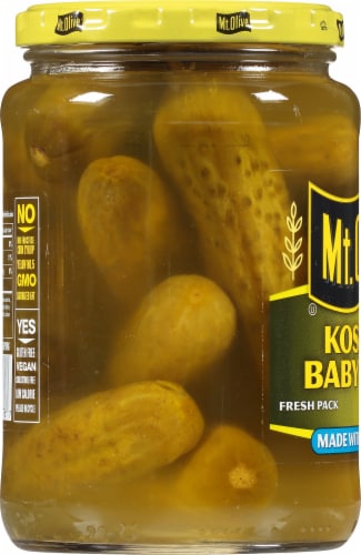 Mt. Olive Kosher Baby Dills with Sea Salt Perspective: left