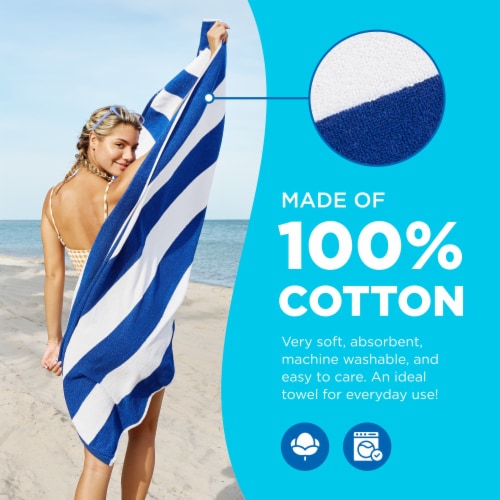 Ben Kaufman Cabana Stripe Beach Towels, Oversized, Quick-Dry Cotton, 30 x 60 , 6PK Perspective: left