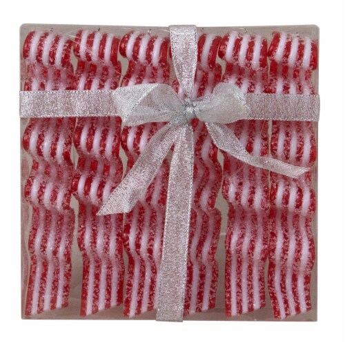Northlight 6ct Red and White Striped Ribbon Candy Christmas Ornaments 5.75 Perspective: left