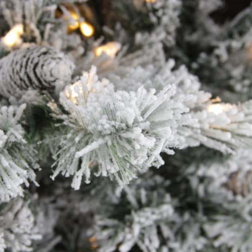 Northlight 7.5' Pre-Lit LED Lights Flocked Victoria Pine Artificial Christmas Tree - Perspective: left