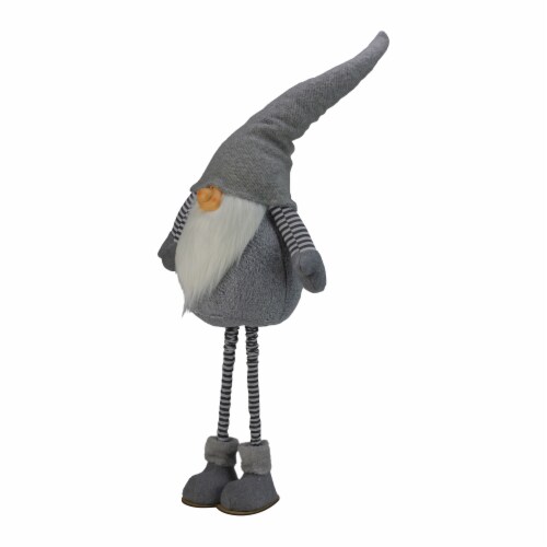 Northlight 42 Gray and White Adjustable Height Chubby Smirking Gnome Perspective: left