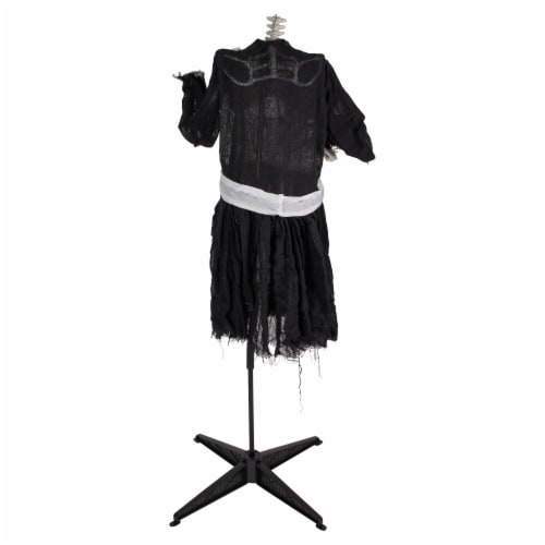 Northlight 57 Spooky Town Animated LED Lighted Head-in-Hand Skeleton Maid Halloween Perspective: left