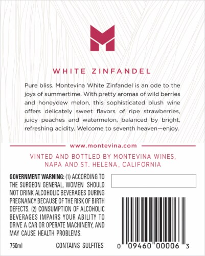 Montevina White Zinfandel Blush Wine Perspective: left