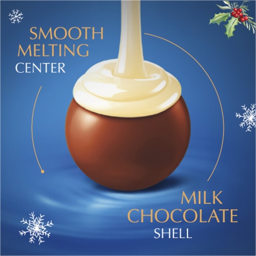 Lindt LINDOR Snowman Milk and White Chocolate Christmas Candy Truffles Bag Perspective: left