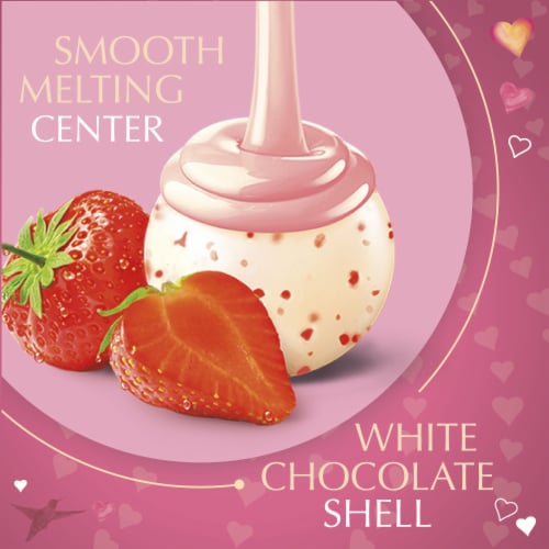 Lindt LINDOR Valentine's Strawberries & Cream Truffles Candy Perspective: left