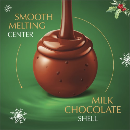 Lindt LINDOR Limited Edition Peppermint Cookie Milk Chocolate Christmas Candy Truffles Bag Perspective: left