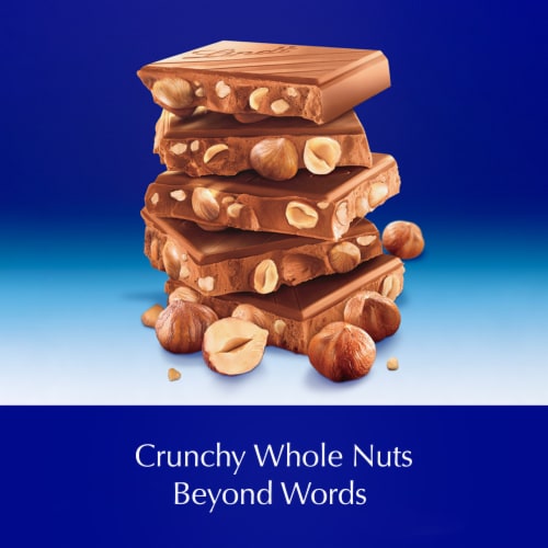 Lindt CLASSIC RECIPE Whole Hazelnut Milk Chocolate Candy Bar Perspective: left