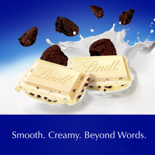 Lindt CLASSIC RECIPE Cookies and Creme White Chocolate Candy Bar Perspective: left