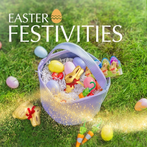 Lindt GOLD BUNNY Milk Chocolate Easter Candy Hollow Bunny Perspective: left