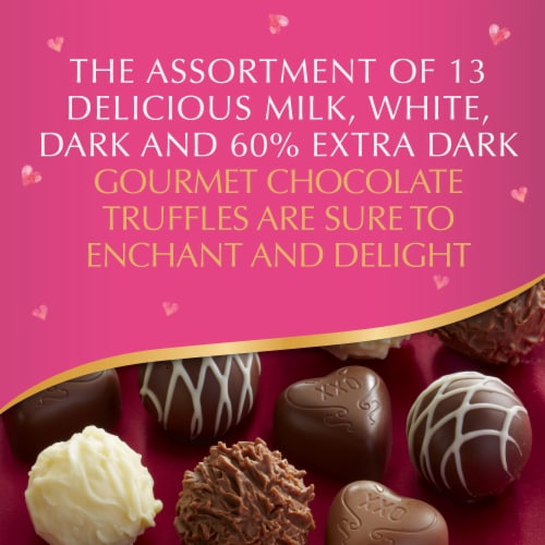 Lindt Valentine's Classic Heart Assorted Chocolate Candy Truffles Gift Box Perspective: left