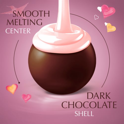 Lindt LINDOR Valentine's Day Strawberry Dark Chocolate Candy Truffles Bag Perspective: left