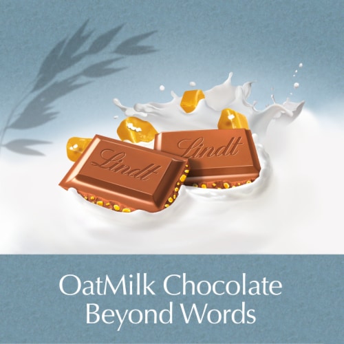 Lindt CLASSIC RECIPE OatMilk Salted Caramel Chocolate Candy Bar Perspective: left
