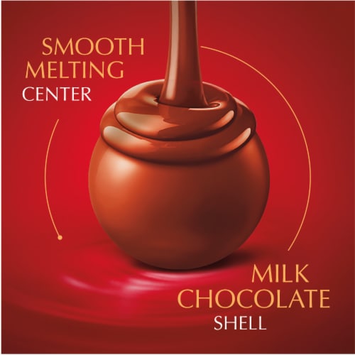 Lindt LINDOR Milk Chocolate Candy Truffles Pack Perspective: left