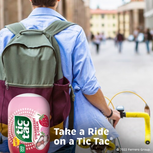 Tic Tac Strawberry & Cream Flavored Mints, On-The-Go Refreshment, 3.4 oz Bottle Pack Perspective: left