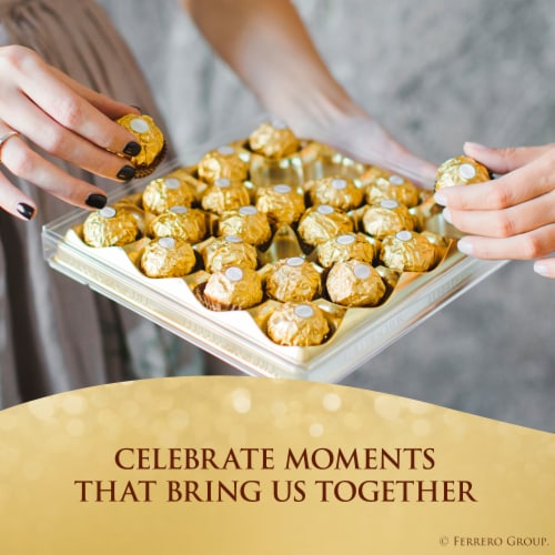 FERRERO ROCHER Fine Hazelnut Milk Chocolate Candy, Chocolate Sweet Treats for On-The-Go Snacking Perspective: left