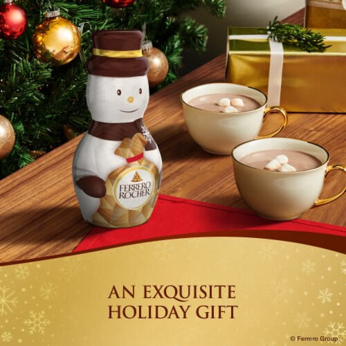 Ferrero Rocher Hollow Snowman Premium Gourmet Milk Chocolate Hazelnut Luxury Chocolate Holiday Gift Perspective: left