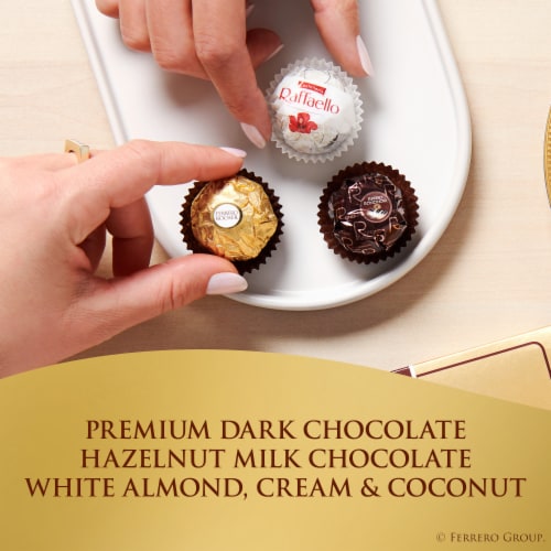 Ferrero Collection Premium Gourmet Assorted Hazelnut Milk And Dark Chocolate And Coconut Perspective: left