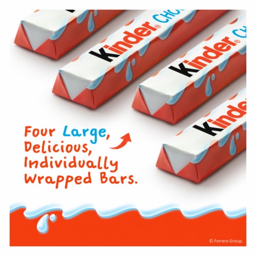 Kinder Chocolate Milk Chocolate Bars With Creamy Milky Filling Individually Wrapped Candy Perspective: left