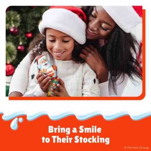Kinder Chocolate, Hollow Santa Figure, Individually Wrapped, Great Stocking Stuffers, 3.8 oz Perspective: left