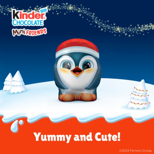 Kinder Chocolate Mini Friends Milk Chocolate with Creamy Milky Filling and Cookie Bits Holiday Candy Perspective: left