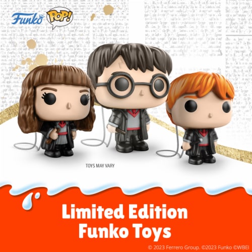 KINDER JOY, 6 Eggs, Sweet Cream, Chocolatey Wafers Bits, DC/Harry Potter Funko Pop - Toys May Vary Perspective: left