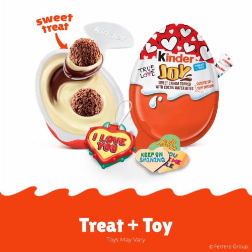 Kinder Joy Eggs, Sweet Cream and Chocolate Wafers with Toy Inside, 0.7 oz, 6 Count Perspective: left