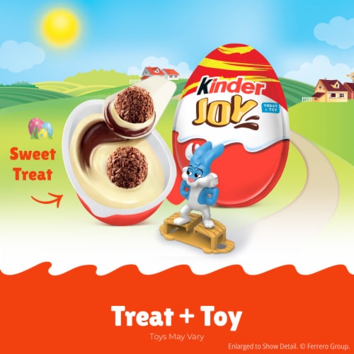 Kinder Joy Easter Eggs, Sweet Cream and Chocolatey Wafers with Toy Inside Perspective: left