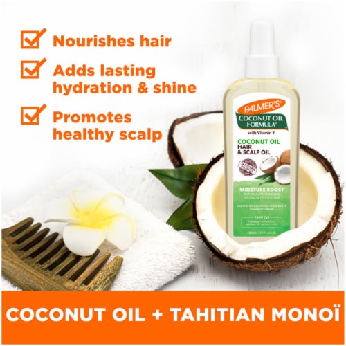 Palmer's® Coconut Oil Formula® Moisture Boost Hair and Scalp Oil Spray Perspective: left
