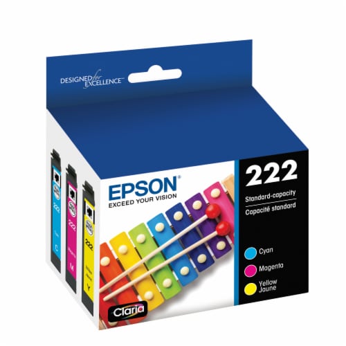 Epson T222 Standard Capacity Color Combo Ink Cartridge Perspective: left